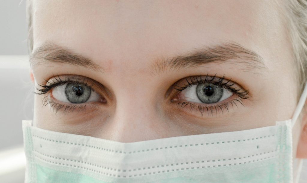 Girl wearing face mask